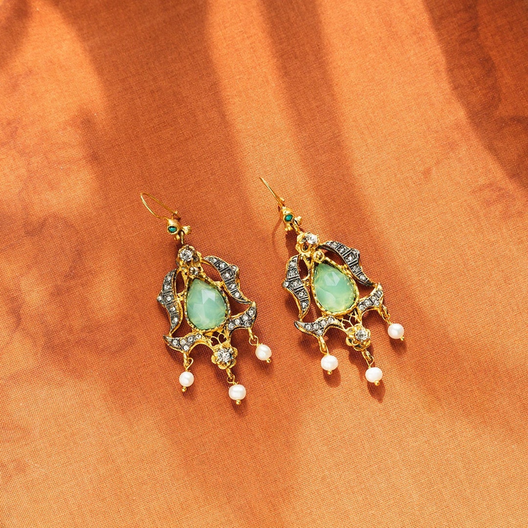 Gala Statement Earring, Big Gold Party Earring, Crystal Teardrop