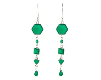 Chalcedony simple earring,Drop Dangle Earrings,Green Agate Drop Earrings, Minimalist Earrings, Dainty Earrings,Gift For Her, Engagement Gift