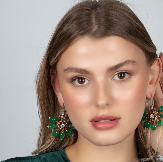 Green shop quartz earrings