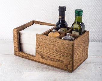 3 sections Dark Oak Napkin Holder