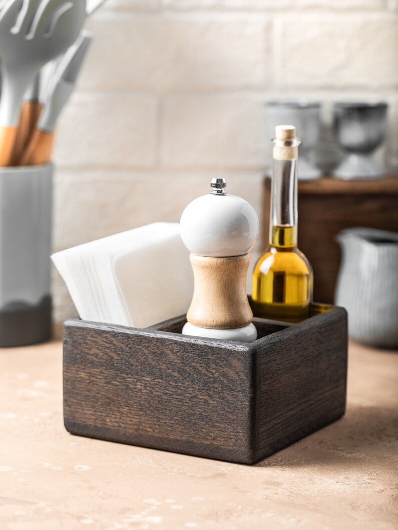 3 sections Dark Oak Napkin Holder