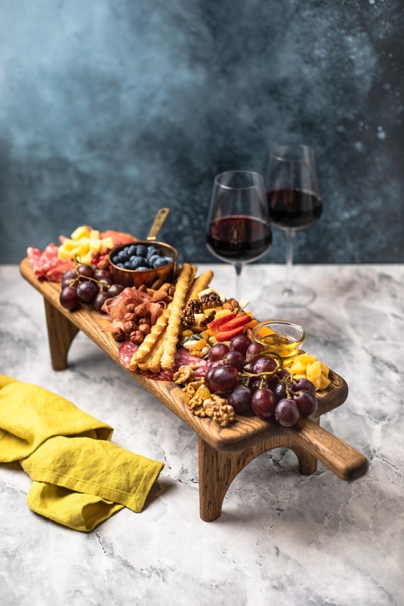 Antipasti Oak Pedestal Serving Board/ Charcuterie Board Etsy