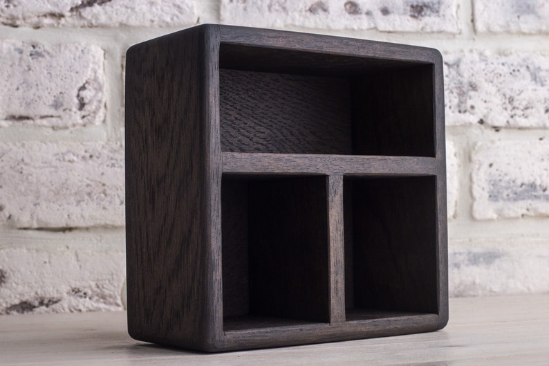 3 sections Dark Oak Napkin Holder