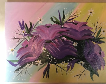 Flowers on a 11x14 canvas