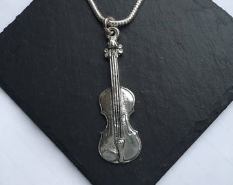 Violin Pendant, Handmade UK Modern English Pewter, Violin necklace, Violin gift