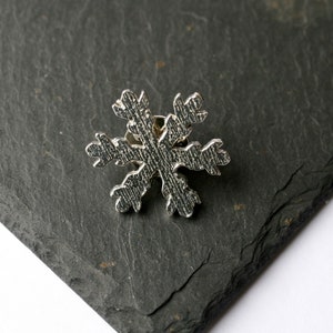 Snowflake Pin Badge, Handmade Modern English Pewter, Christmas Snowflake gift, Snowflake lapel pin, Snowflake Pin, Silver Snowflake