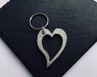 Heart Key Ring, silver heart keyring, silver heart keyring, silver heart, heart keyring, small heart keyring, silver metal heart, heart key