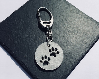 Paw Print Key ring keychain, Paw print keyring, paw print key chain, silver paw print, silver paw print key chain, silver paw print keyring
