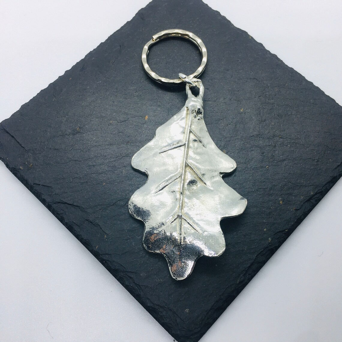Oak Leaf Key Ring Handmade UK Modern English Pewter Oak Leaf - Etsy