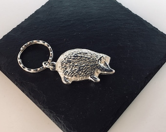 Hedgehog Key ring, Hedgehog Key chain, hedgehog gift, keyring hedgehog, hedgehog, wildlife keyring, silver hedgehog, woodland animal keyring