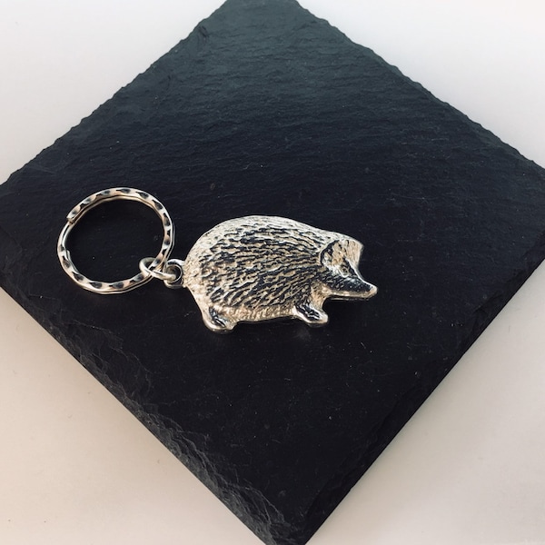 Hedgehog Key ring, Hedgehog Key chain, hedgehog gift, keyring hedgehog, hedgehog, wildlife keyring, silver hedgehog, woodland animal keyring