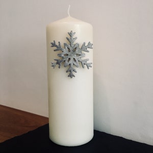 Snowflake Candle Pin Decor, Festive snow flake, Handmade UK Modern English Pewter