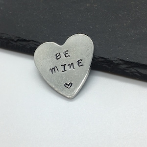 Personalised Heart Keepsake Token, Handmade UK Modern English Pewter, Hand Stamped with your message / words
