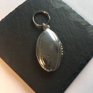 Rugby Ball Key ring, Rugby Ball gift, Rugby ball keychain, Silver rugby ball keyring, Silver Rugby ball keychain, Silver Rugby ball, Sports