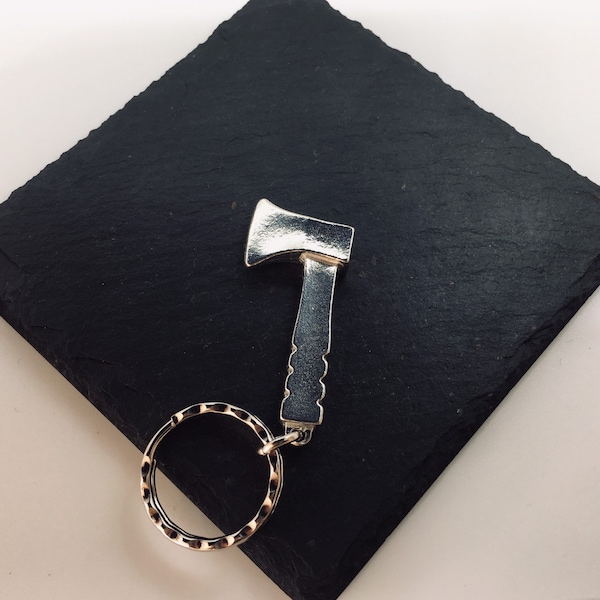 Axe Key Ring, Tool keyring, Handmade UK modern English Pewter, Axe keychain