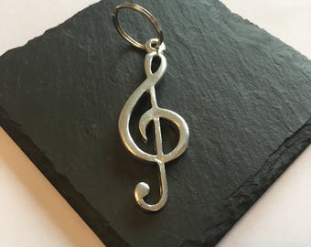 Music, Treble clef Key ring, Handmade UK English Pewter, Pewter Key ring, music note key ring, Music note gift, musical note, musical charm