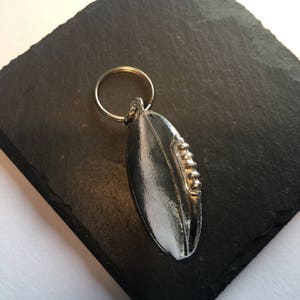 Rugby Ball Key ring, Rugby Ball gift, Rugby ball keychain, Silver rugby ball keyring, Silver Rugby ball keychain, Silver Rugby ball, Sports image 2