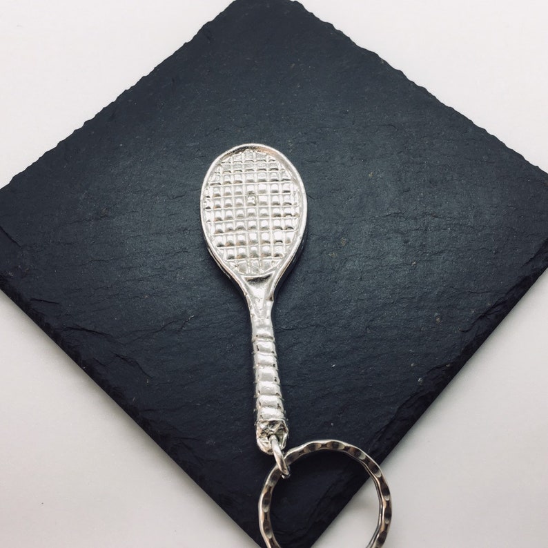 Tennis Racket Key Ring Handmade UK Modern English Pewter Etsy