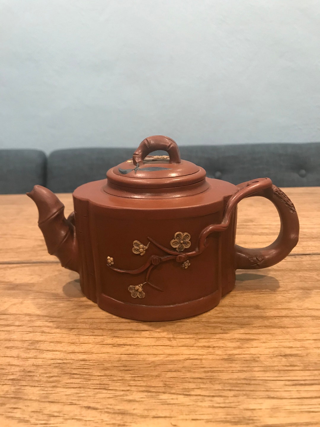 Beautiful Japanese Clay Teapot With Floral Design Etsy