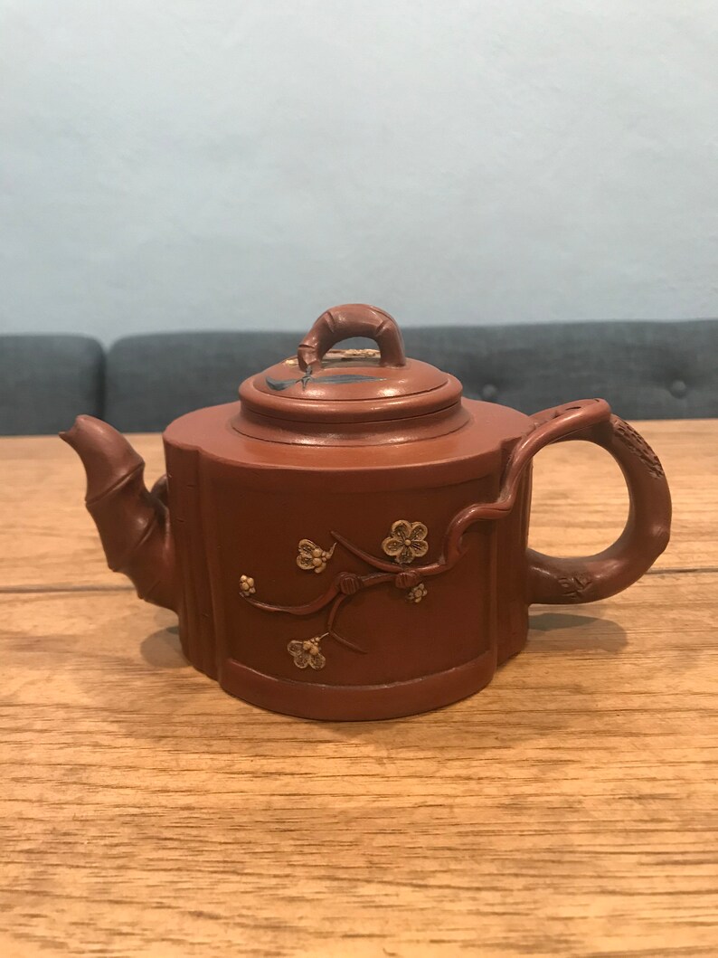 Beautiful Japanese Clay Teapot With Floral Design Etsy