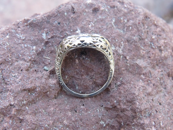 Art Deco Diamond and Sapphire Ring - image 5