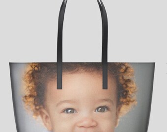 KIKA_Small Personalized Leather Photo Tune Tote Bag-Leather bags-Plays 3 minutes of your own recording-Photo Gifts-Mothers Day-Unique gifts