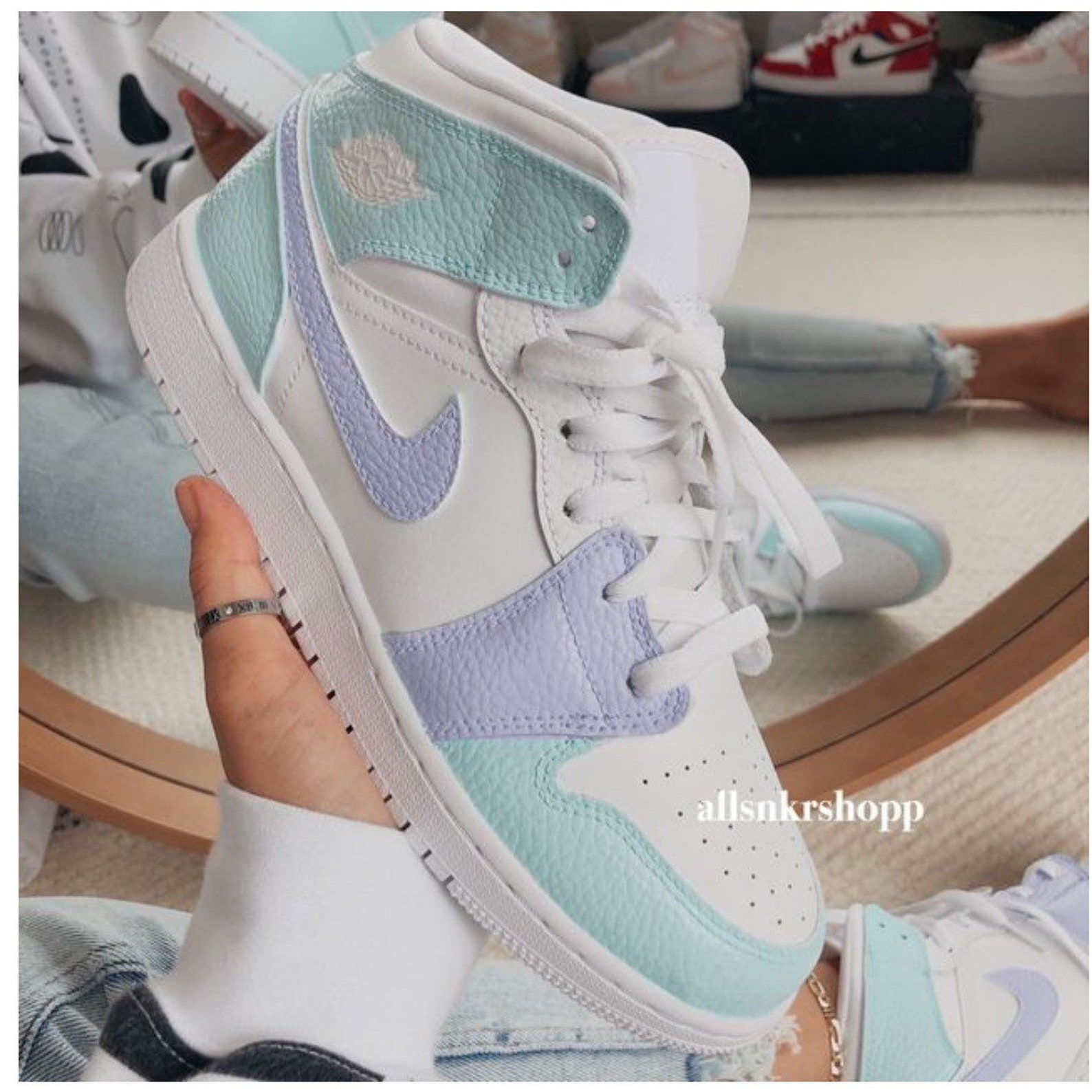 Pastel Nike Air Jordan 1 Mid Custom Etsy