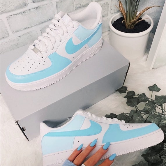 Nike Air Force 1 Low Custom Light Blue AF1 Unisex Shoes for Men Women