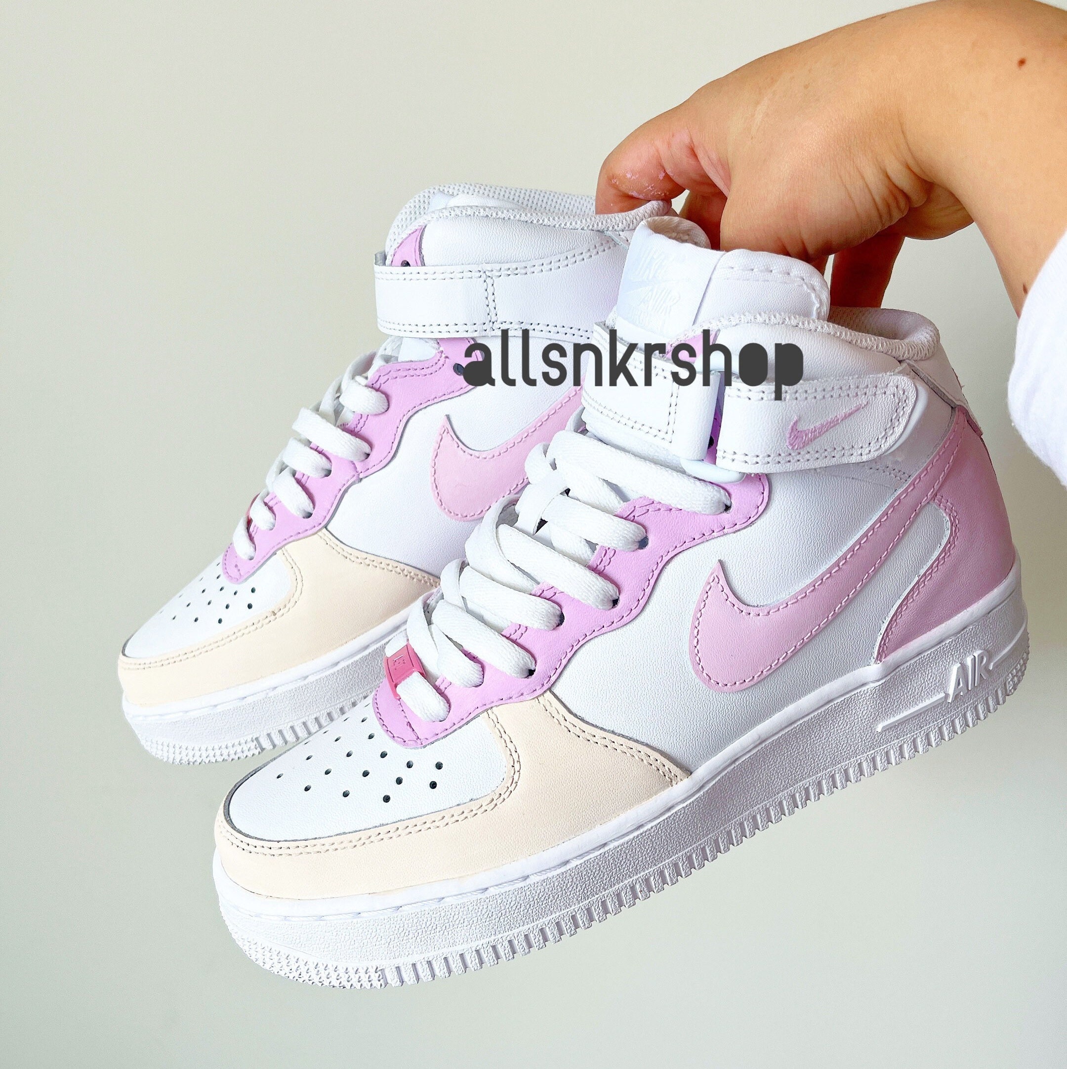 Buy Pink Custom Air 1 Sneakers Nike Custom Shoes Pink Cream Online in - Etsy