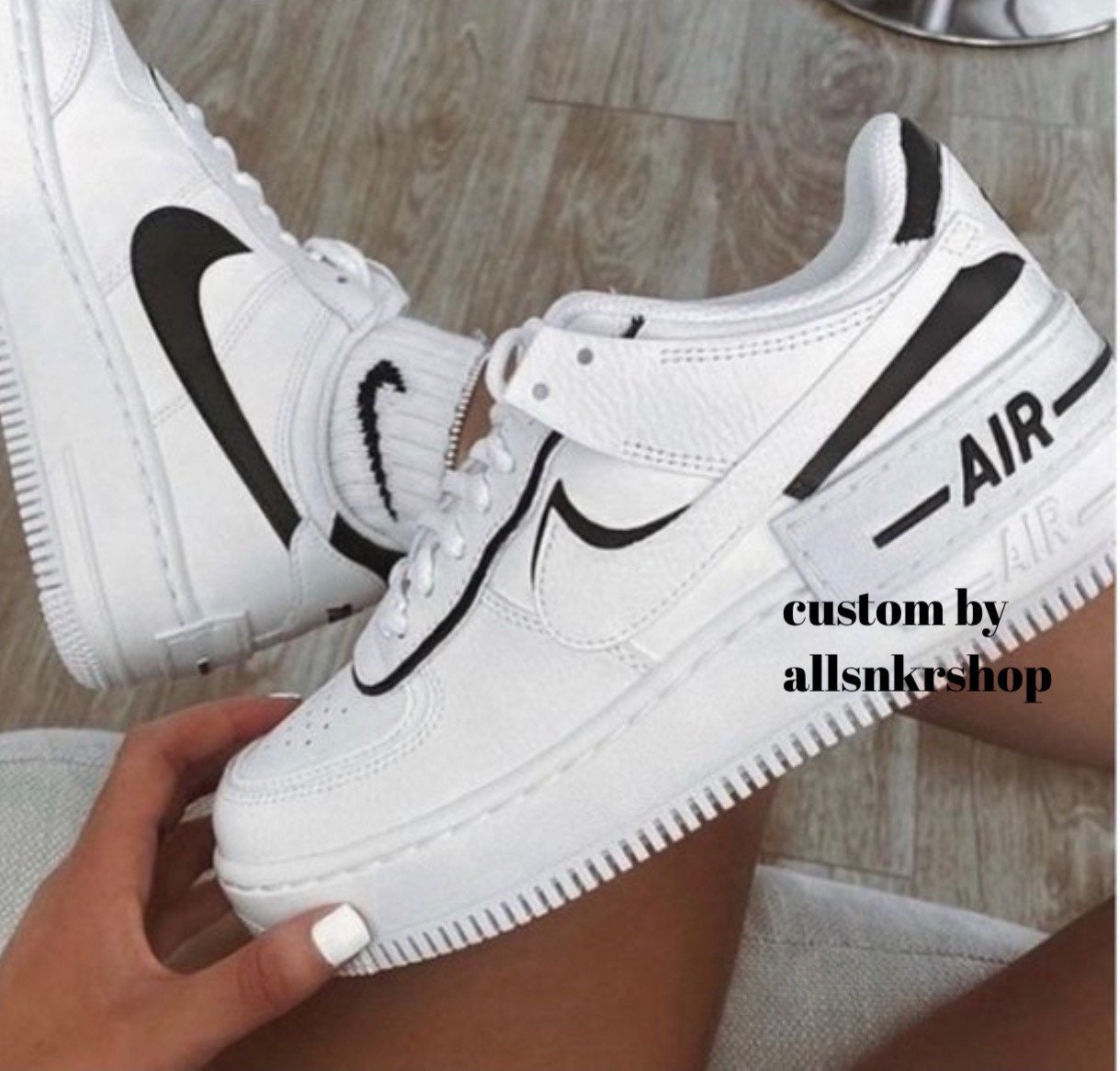 Custom Nike Air Force Shadow Black / White