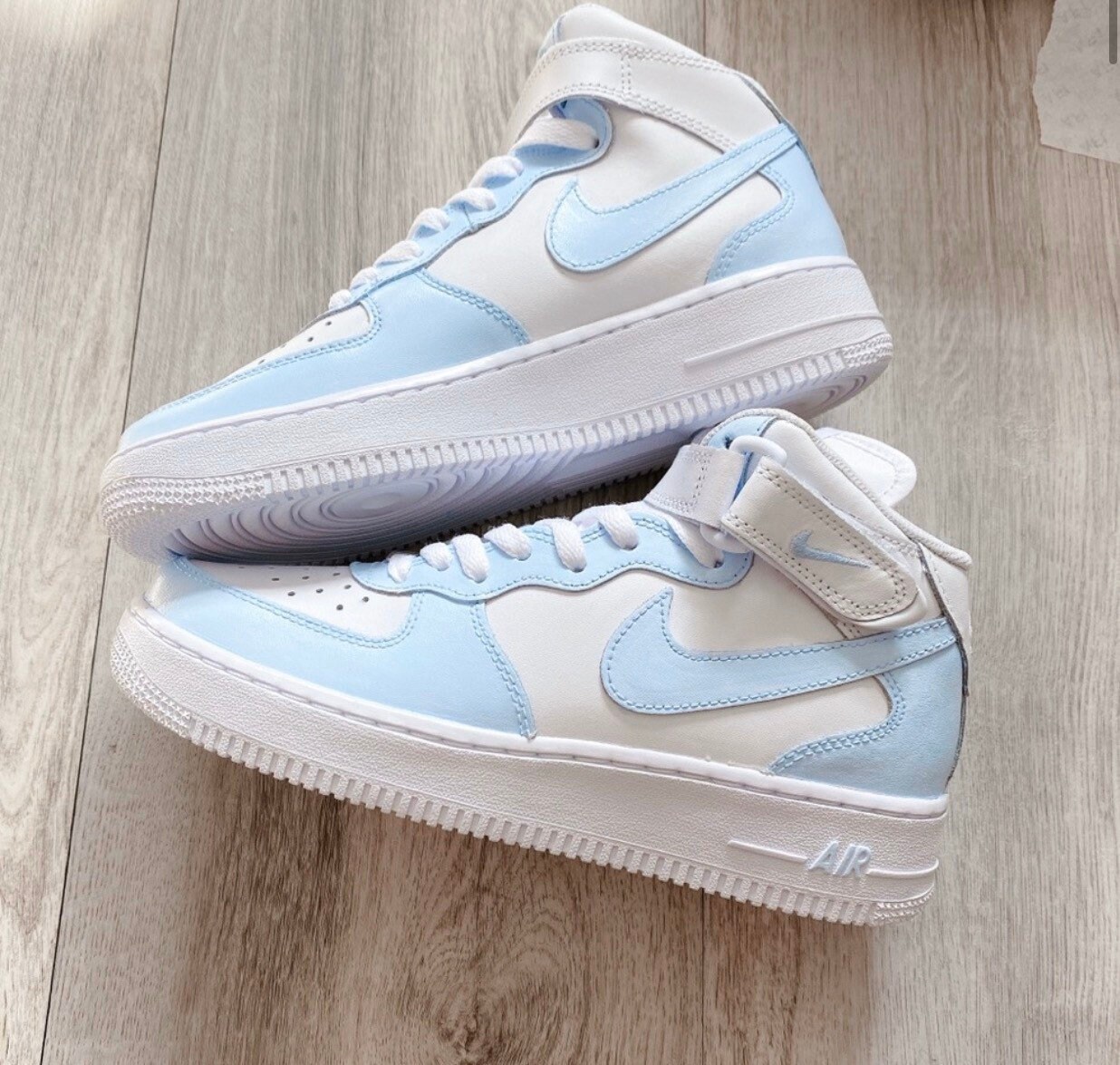 Custom Nike Air Force 1 Mids Baby Blue - Etsy