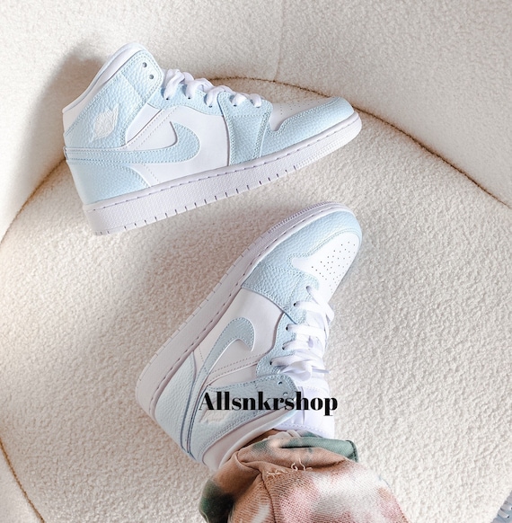 Custom nike air 1 mid baby blue - Etsy