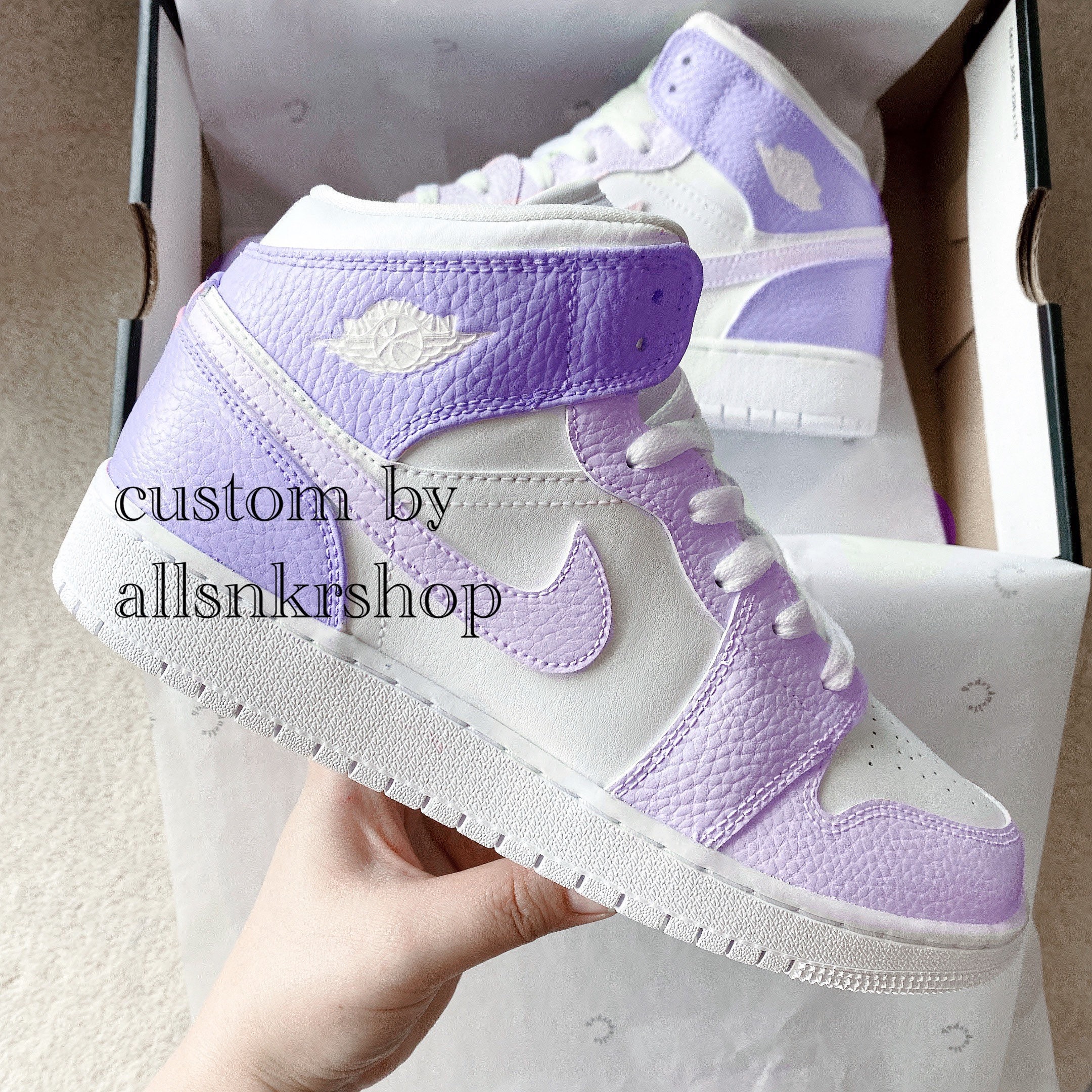 lilac and blue jordans