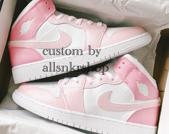 Nike Air Jordan 1 Mid Miami Vice Blue Pink White AJ1 Custom Shoes All Sizes  NWT!