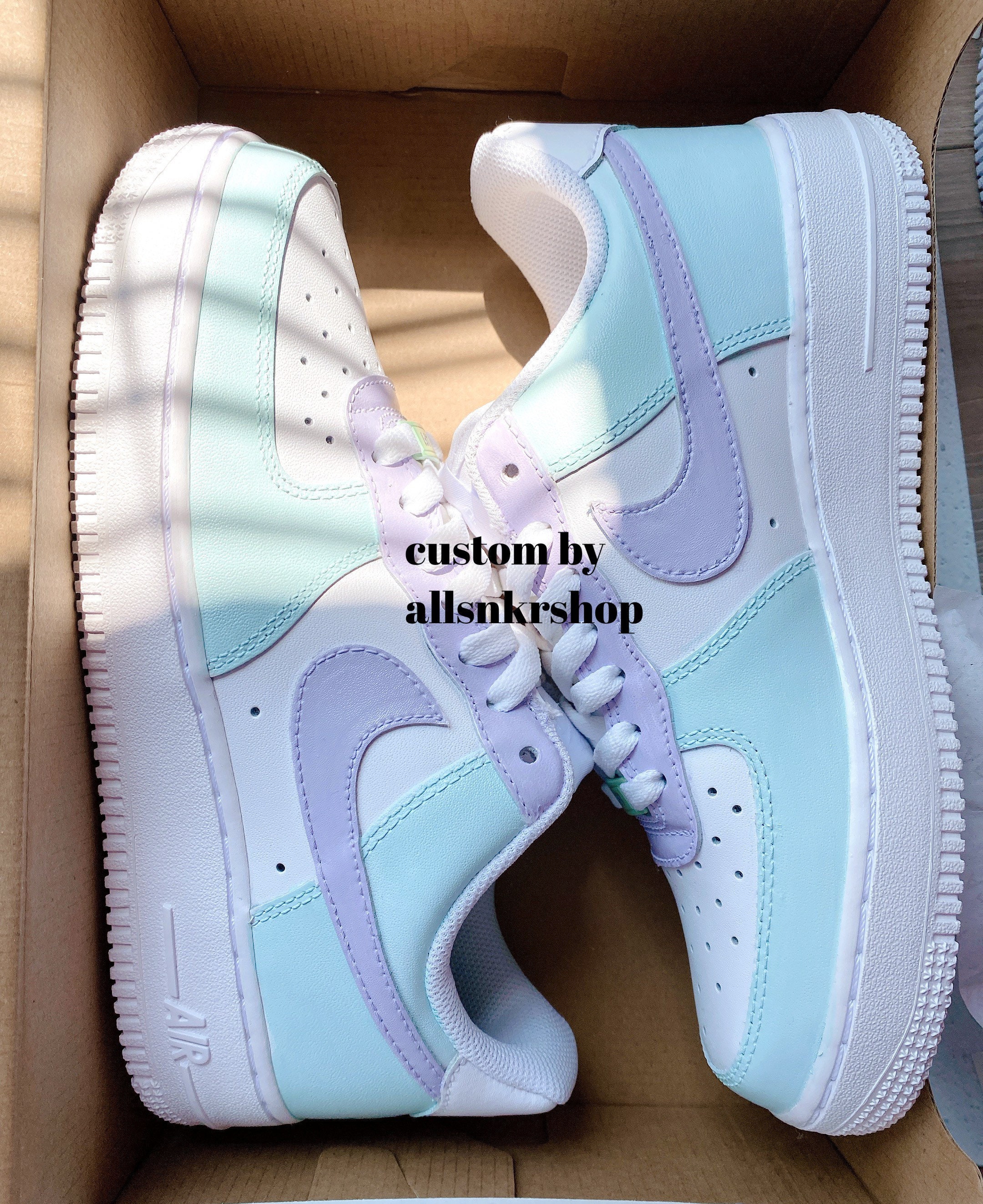 Nike Air Force 1 Custom Sneakers Cotton Candy Blue Pink Purple