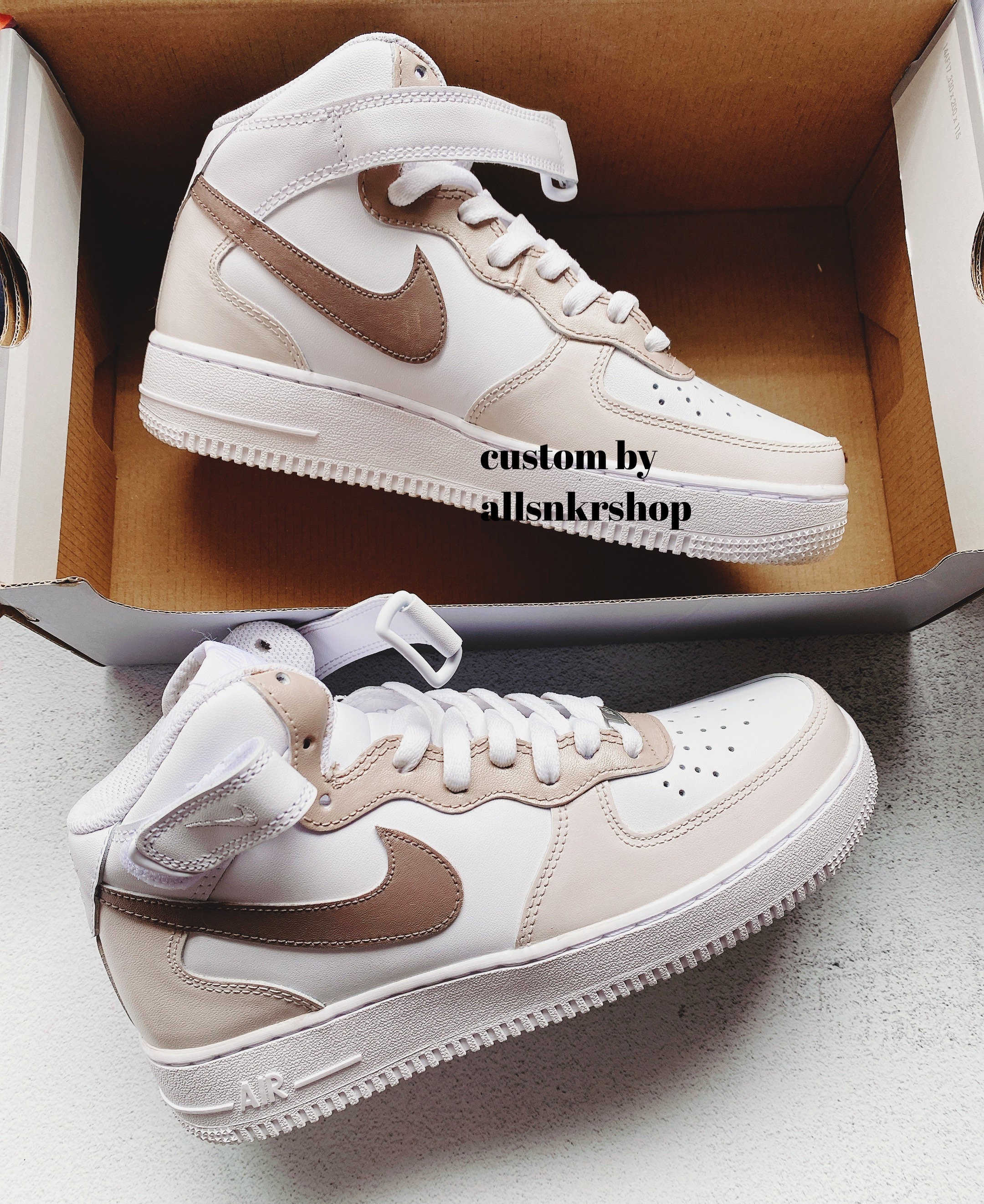 Nike Air Force 1 Womens White Brown Peanut Mocha Custom Multi Size Girls Gs  Men