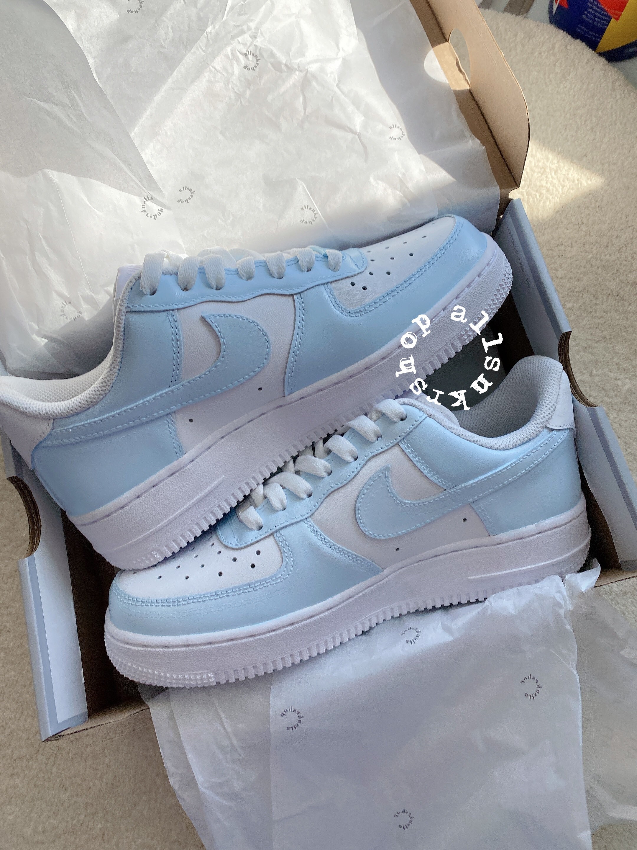 Custom Nike Force 1 Blue Custom Sneaker - Etsy