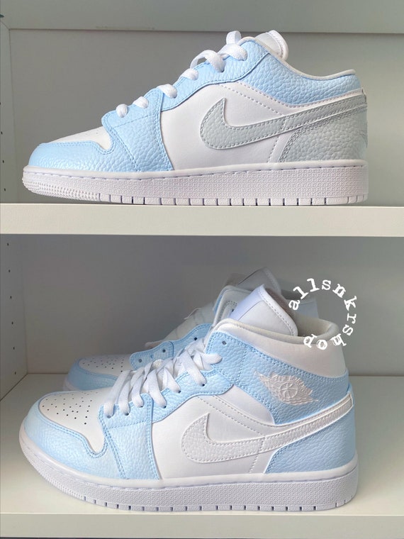 Baby blue Nike Air Jordan 1 mid custom