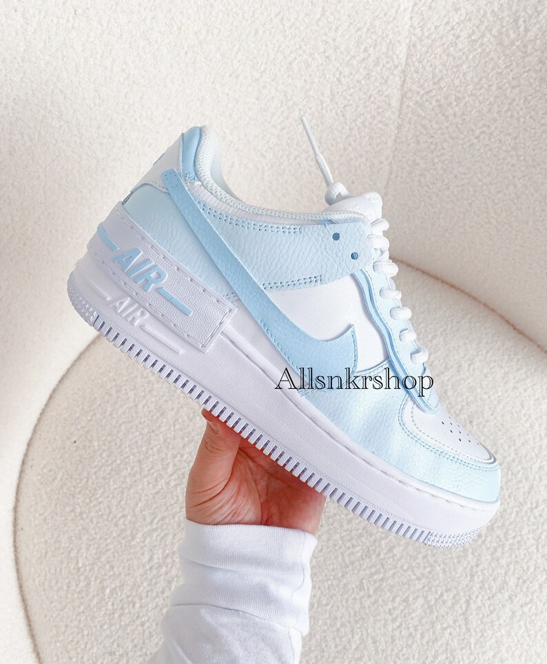 Nike Air Force 1 AF1 Shadow White Hydrogen Blue. I - Depop