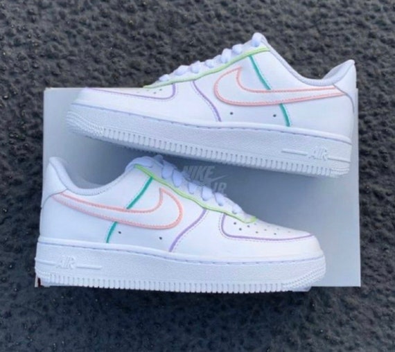 Pastel Lined Women's Nike Air Force 1 Low Custom - Etsy
