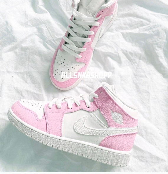 Custom Nike Air Jordan 1 Mid Pink - Etsy