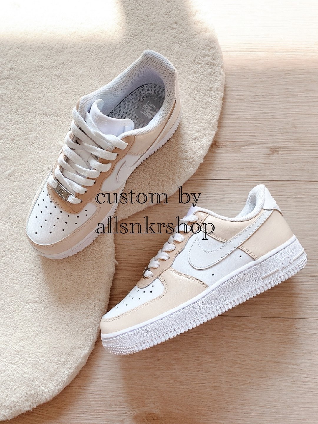 Custom Painted Nike Air Force 1 Low beige Brown Cream Custom 