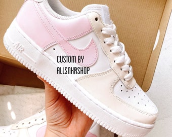 Nike Air Force 1 Mid Custom Pastel Pink Biege Af1 | Etsy