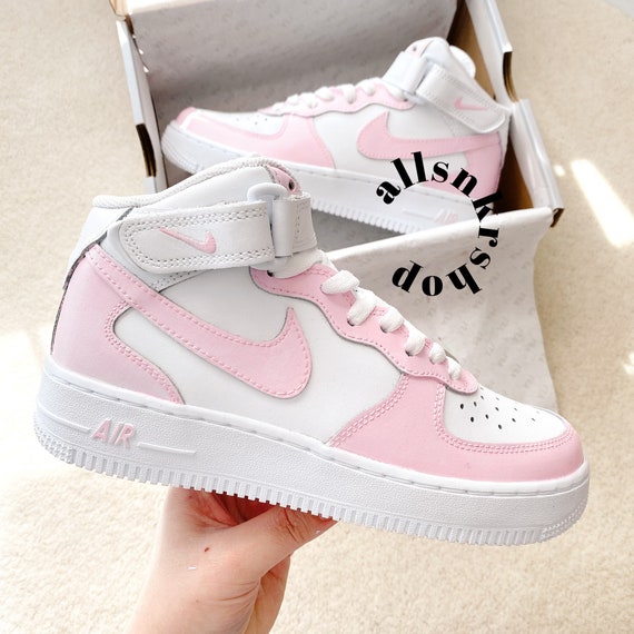 Baby pink nike air force 1 mid | Etsy