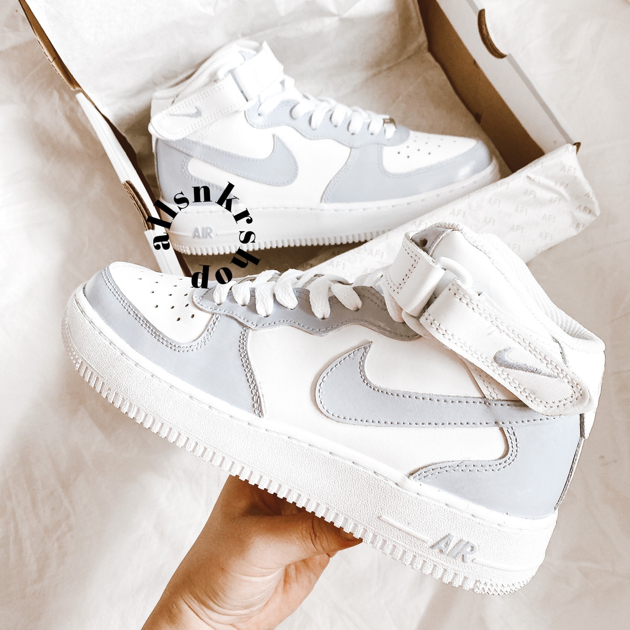 Nike air force 1 mid grey | Etsy Nederland