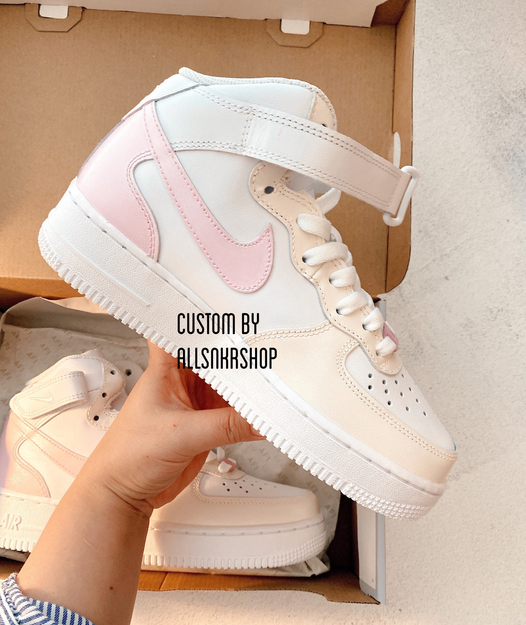 Air Force 1 Custom Low Gender Reveal Shoes Baby Blue & Pink All Sizes Af1 Sneakers 16 Mens (17.5 Women's)