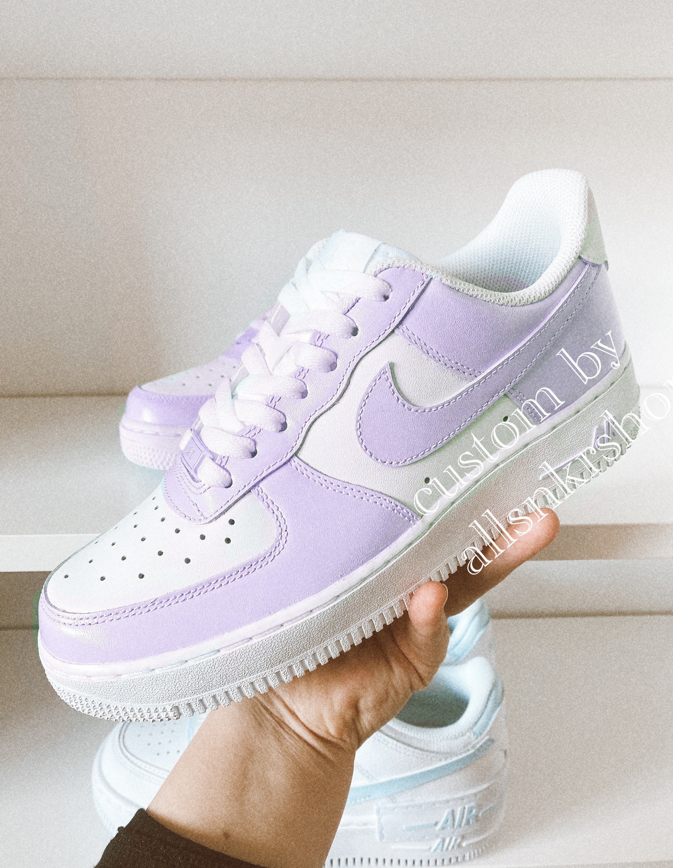 Custom Nike Air Force 1 Low light Purple With Dark Purple Swoosh 