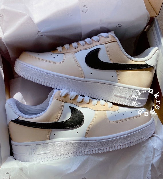 Biege Tan Nike Air Force 1 Low Custom 