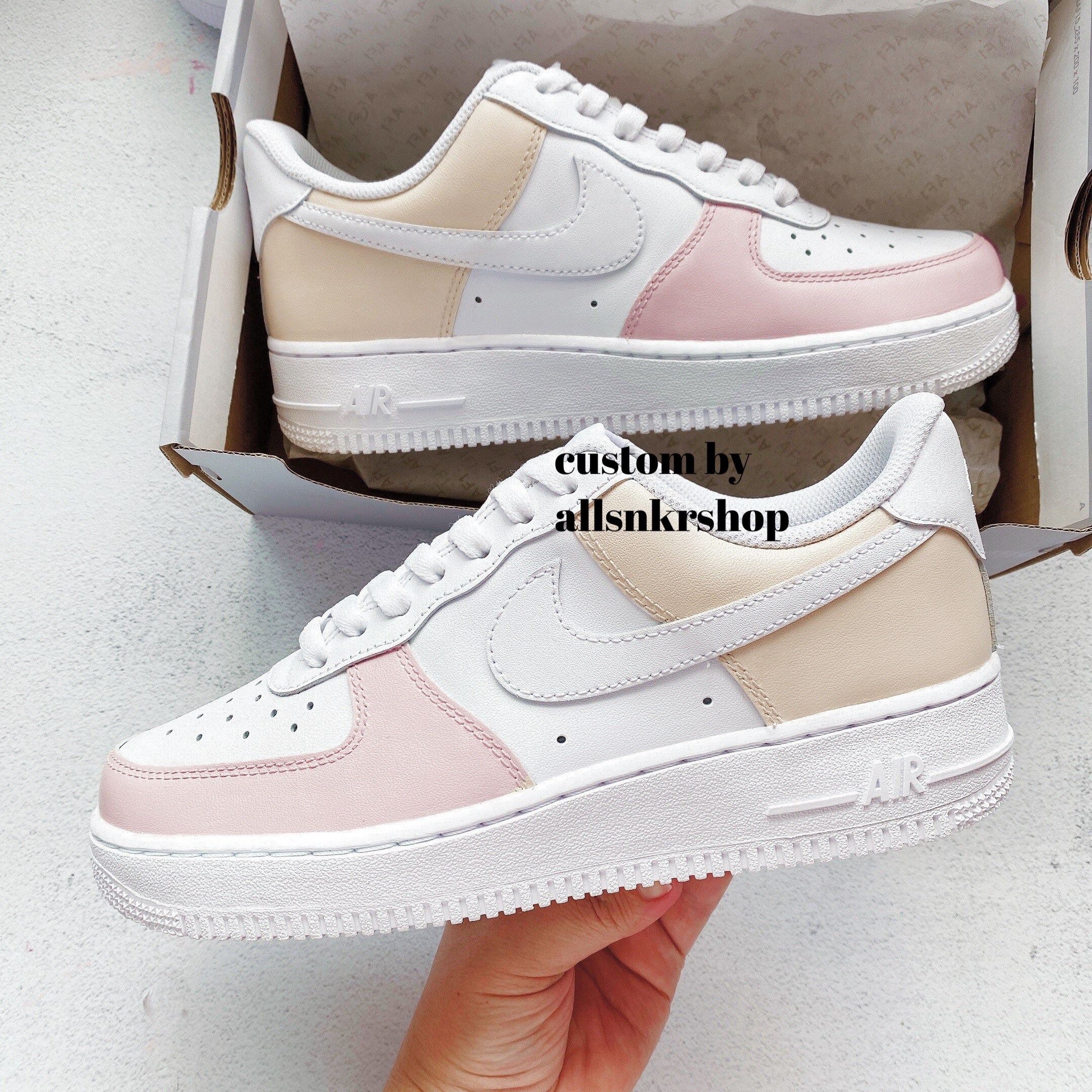 Nike Air Force 1 Low Custom Cream Pink | Etsy