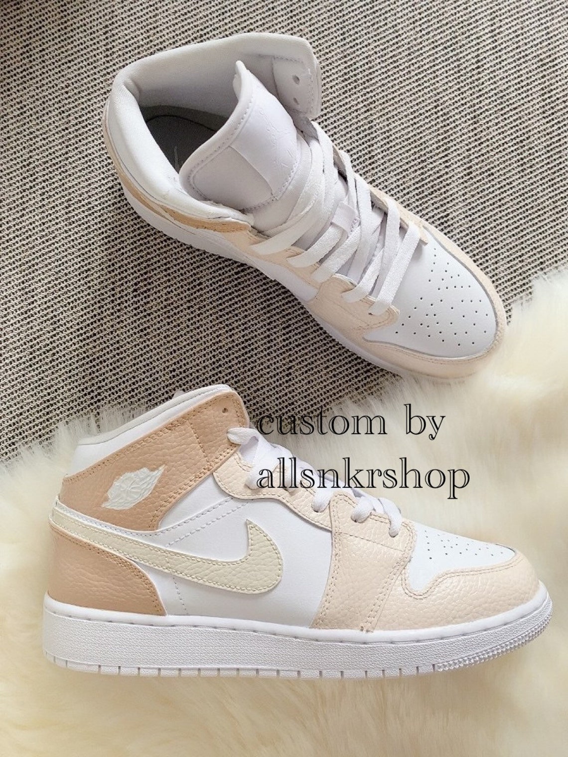 Nike air jordan 1 mi biege crème tan Etsy France